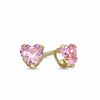 Thumbnail Image 0 of Child's 4.0mm Heart-Shaped Pink Crystal Stud Earrings in 14K Gold
