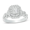 Thumbnail Image 0 of Celebration Ideal 1-1/2 CT. T.W. Emerald-Cut Diamond Frame Engagement Ring in 14K White Gold (I/I1)