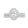 Thumbnail Image 5 of Celebration Ideal 1-1/2 CT. T.W. Oval Diamond Frame Bridal Set in 14K White Gold (I/I1)