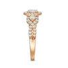 Thumbnail Image 2 of Celebration Ideal 1 CT. T.W. Oval Diamond Three Stone Frame Engagement Ring in 14K Rose Gold (I/I1)