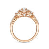 Thumbnail Image 3 of Celebration Ideal 1 CT. T.W. Oval Diamond Three Stone Frame Engagement Ring in 14K Rose Gold (I/I1)