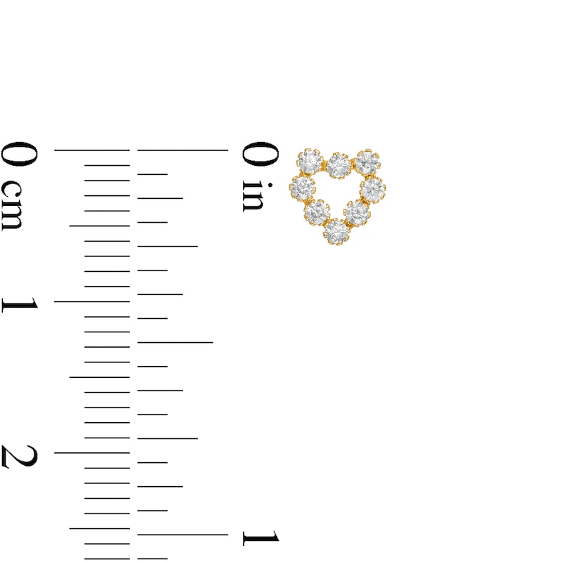 Child's Cubic Zirconia Heart Outline Stud Earrings in 14K Gold
