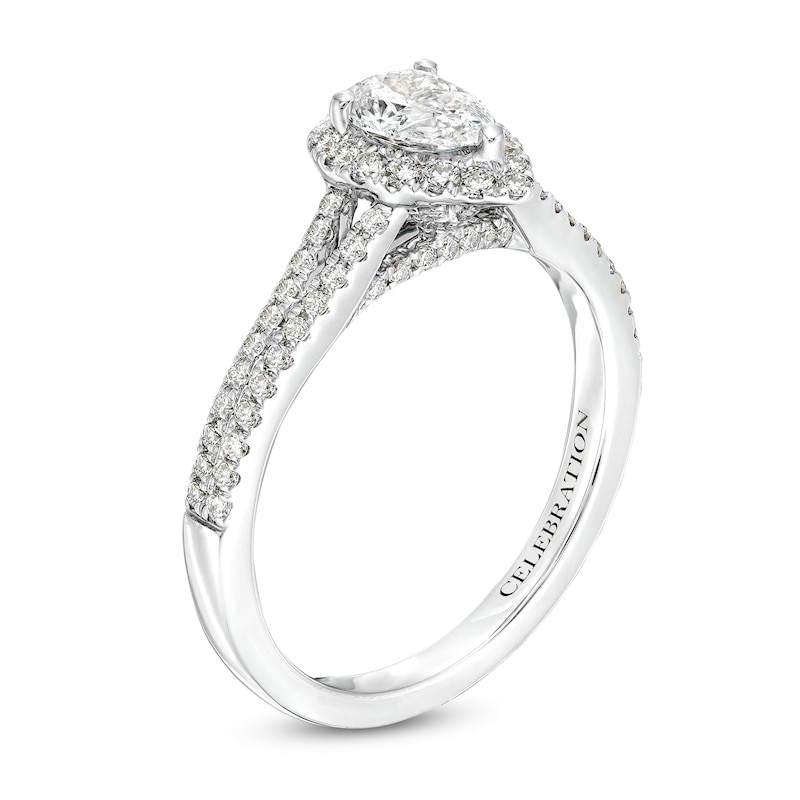Celebration Infinite™ 1 CT. T.W. Certified Pear-Shaped Diamond Frame Engagement Ring in 14K White Gold (I/SI2)