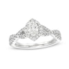 Thumbnail Image 0 of Celebration Infinite™ 1 CT. T.W. Certified Oval Diamond Frame Engagement Ring in 14K White Gold (I/SI2)