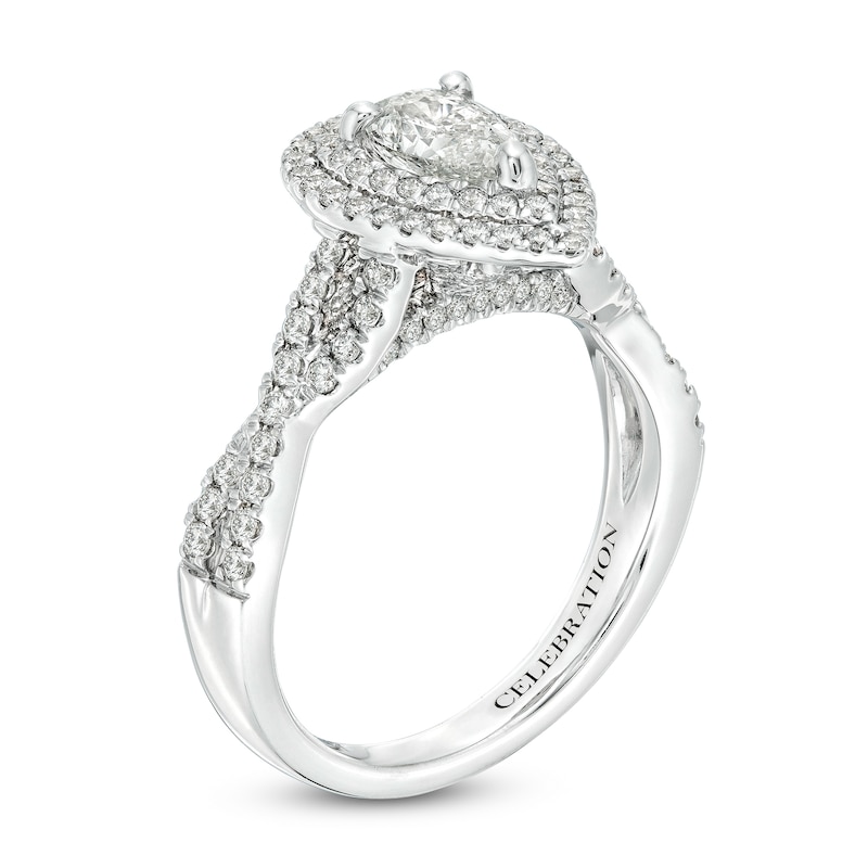 Celebration Infinite™ 1-3/8 CT. T.W. Certified Pear-Shaped Diamond Double Frame Engagement Ring in 14K White Gold (I/SI2)
