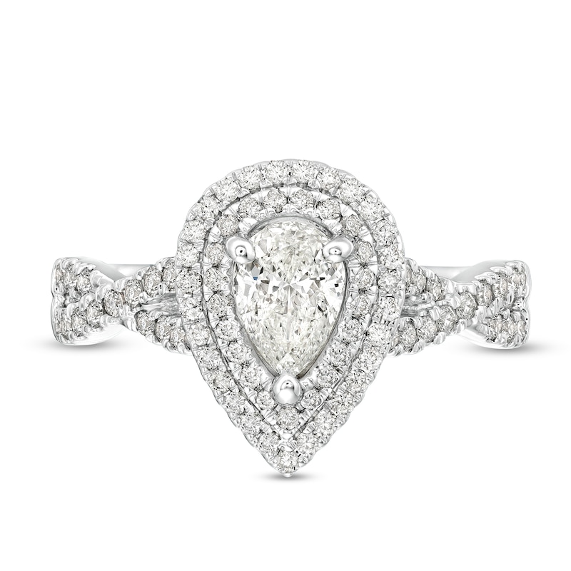 Celebration Infinite™ 1-3/8 CT. T.W. Certified Pear-Shaped Diamond Double Frame Engagement Ring in 14K White Gold (I/SI2)
