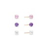 Thumbnail Image 0 of Child's 4.0mm Pink, White and Purple Cubic Zirconia Three Piece Stud Earrings Set in 14K Gold
