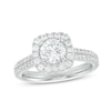 Thumbnail Image 0 of Celebration Ideal 1-5/8 CT. T.W. Certified Diamond Cushion-Shaped Frame Engagement Ring in 14K White Gold (I/I1)
