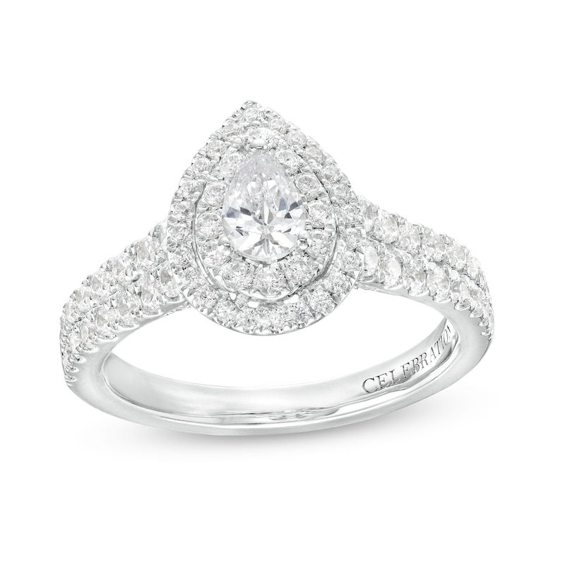 Celebration Infinite™ 1-1/5 CT. T.W. Certified Pear-Shaped Diamond Frame Engagement Ring in 14K White Gold (I/SI2)