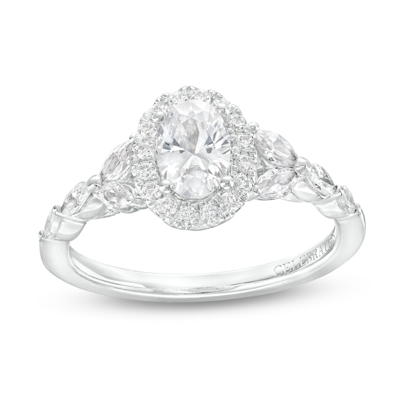 Celebration Infinite™ 1-1/2 CT. T.W. Certified Oval Diamond Frame Split Shank Engagement Ring in 14K White Gold (I/SI2)