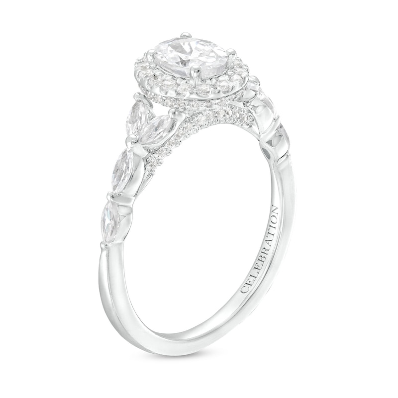 Celebration Infinite™ 1-1/2 CT. T.W. Certified Oval Diamond Frame Split Shank Engagement Ring in 14K White Gold (I/SI2)