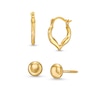 Thumbnail Image 0 of Child's Polished Button Stud and Heart Hoop Earrings Set in 14K Gold