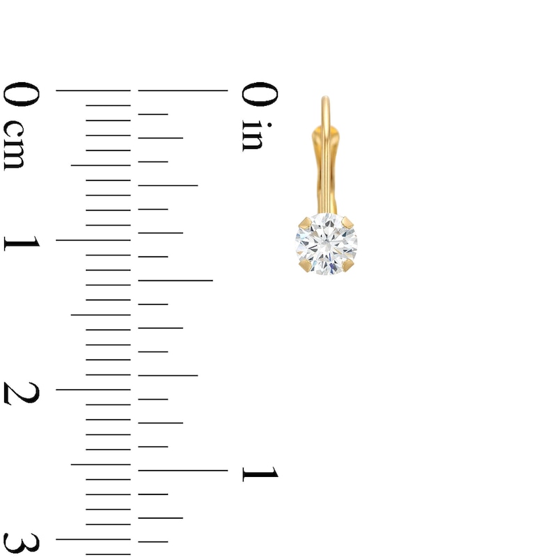 Child's 4.0mm Cubic Zirconia Drop Earrings in 14K Gold