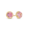 Thumbnail Image 0 of Child's Pink Cubic Zirconia Beaded Frame Stud Earrings in 14K Gold