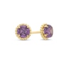 Thumbnail Image 0 of Child's Purple Cubic Zirconia Beaded Frame Stud Earrings in 14K Gold