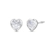 Thumbnail Image 0 of Child's Cubic Zirconia Diamond-Cut Frame Heart Stud Earrings in 14K White Gold