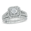 Thumbnail Image 0 of Previously Owned - Celebration Grand® 1 CT. T.W. Diamond Double Frame Bridal Set in 14K White Gold (H-I/I1)