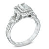 Thumbnail Image 1 of Previously Owned - Celebration Grand® 1-1/6 CT. T.W. Emerald-Cut Diamond Frame Engagement Ring in 14K White Gold (I/I1)