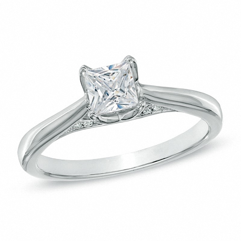 Previously Owned - Celebration Lux® 5/8 CT. T.W. Princess-Cut Diamond Engagement Ring in 18K White Gold (H-I/I1)