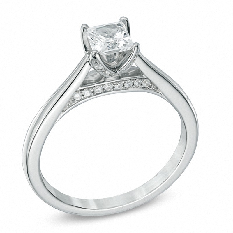 Previously Owned - Celebration Lux® 5/8 CT. T.W. Princess-Cut Diamond Engagement Ring in 18K White Gold (H-I/I1)